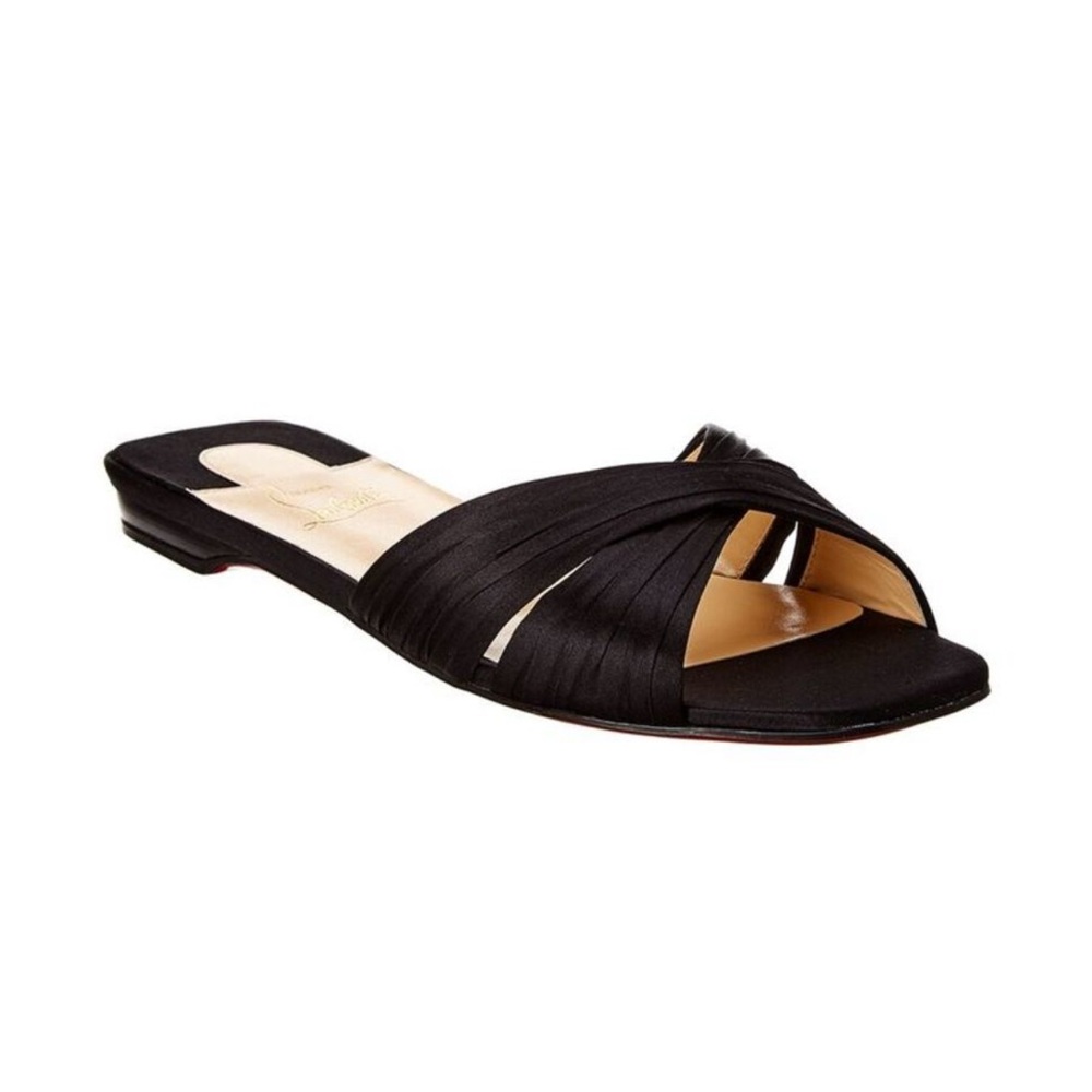 Christian Louboutin Black Nicol Is Back Slide Slip On Sandals, Size 7.5US